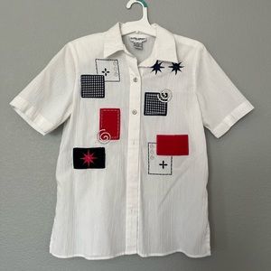 Vintage red white blue button up
